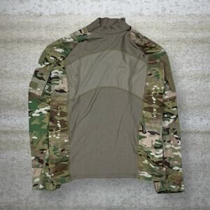 Vintage 90s Military Camo Shirt Men M Multi Terrain Polyester Long Sleeve Medium
